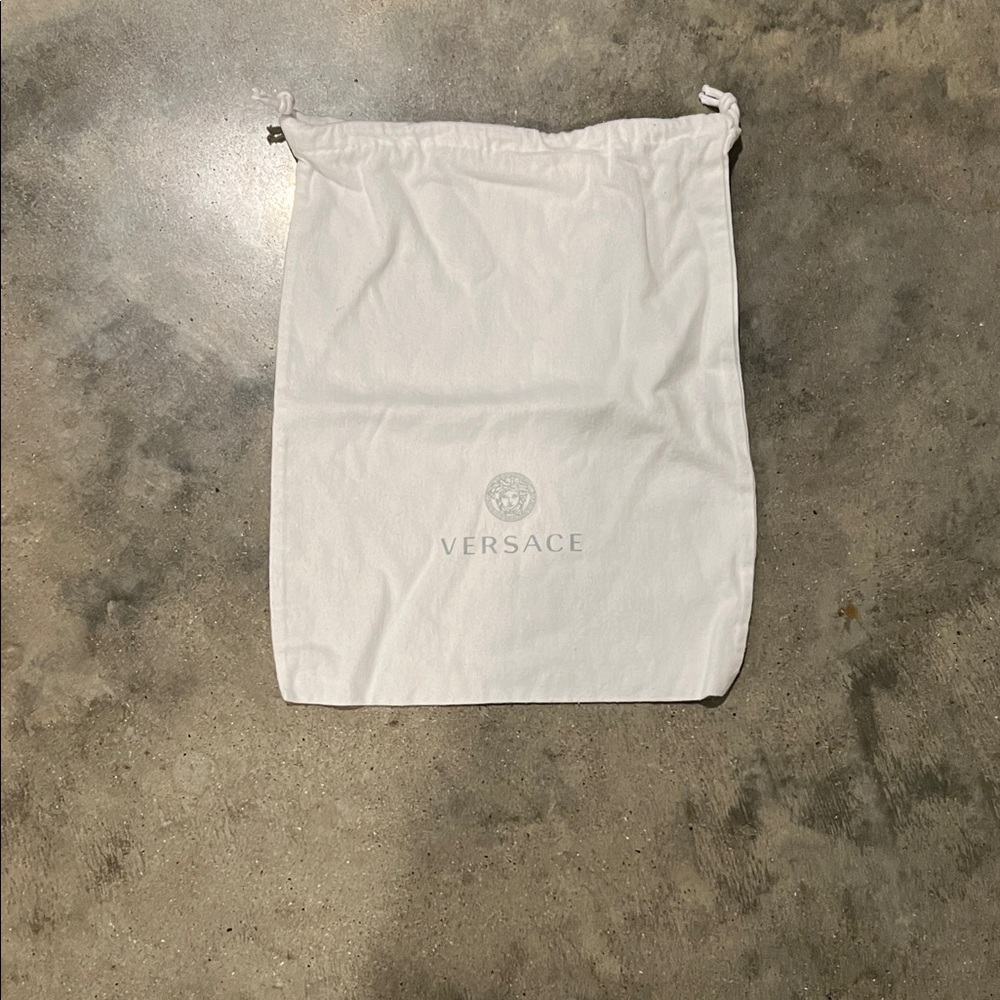 Authentic Versace White Drawstring Logo Dust Pouch